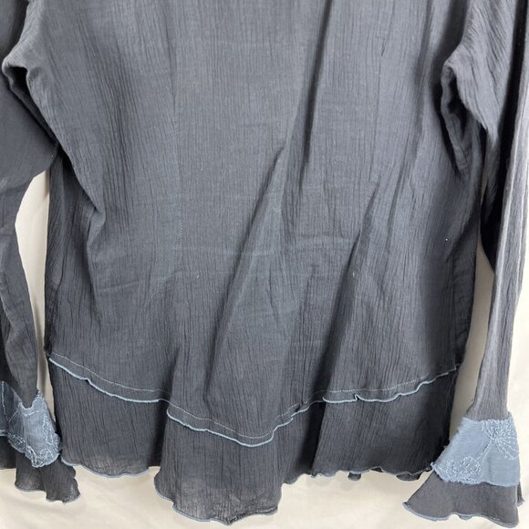 Elisa Cavaletti Lagenlook Boho Flowy Wool-Silk-Blend Blouse Womens Size S - Picture 10 of 13